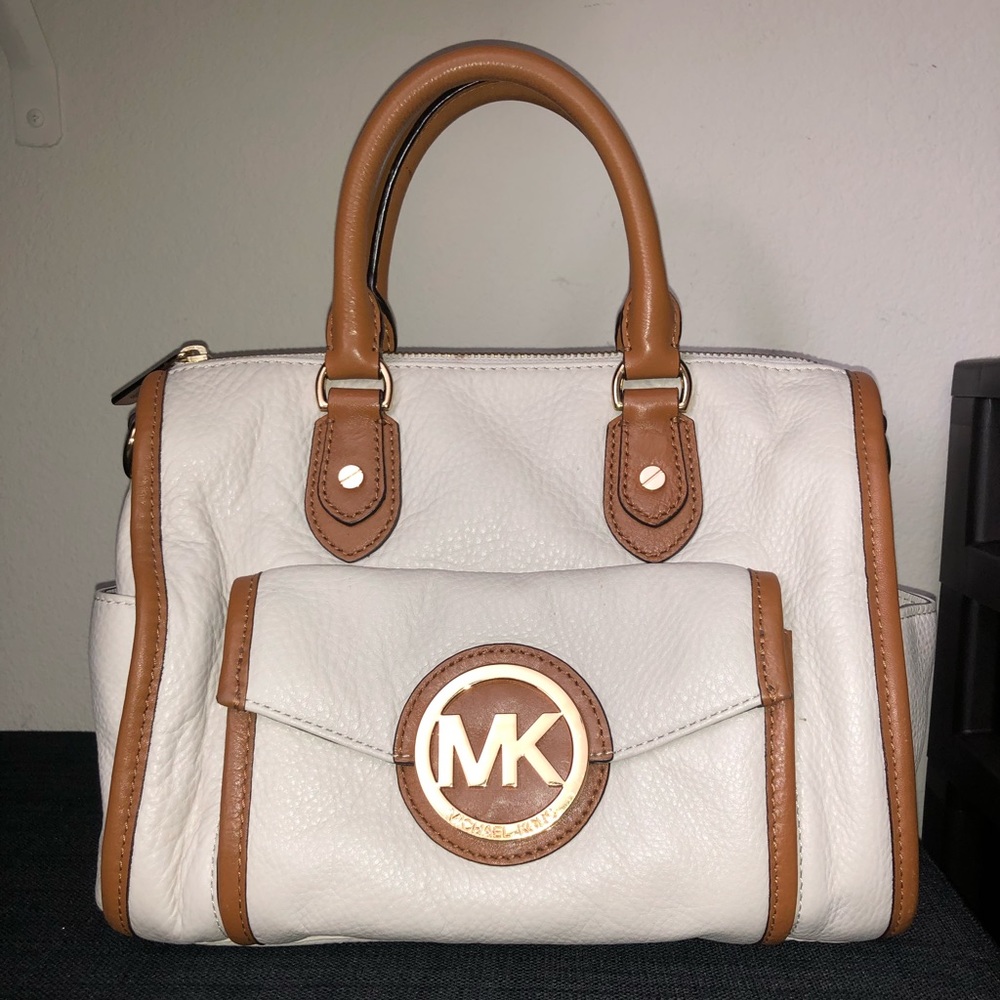 Michael Kors “Margo” White/Tan Leather purse